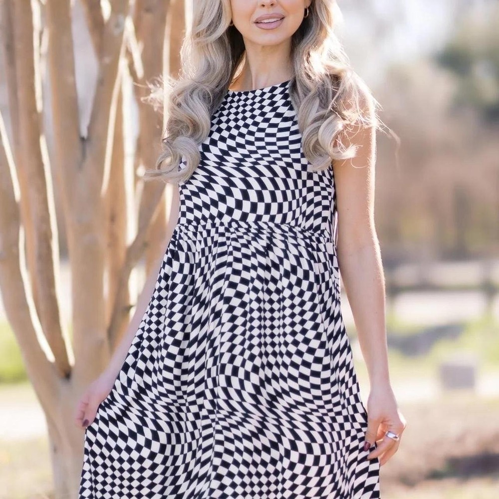 Emerald super soft black and white checkered dress Size XL plus